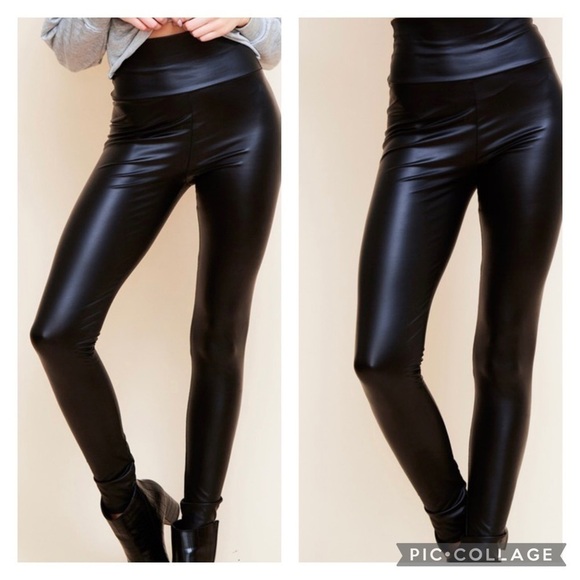 High Waisted Faux Leather Leggings - Picture 5 of 5